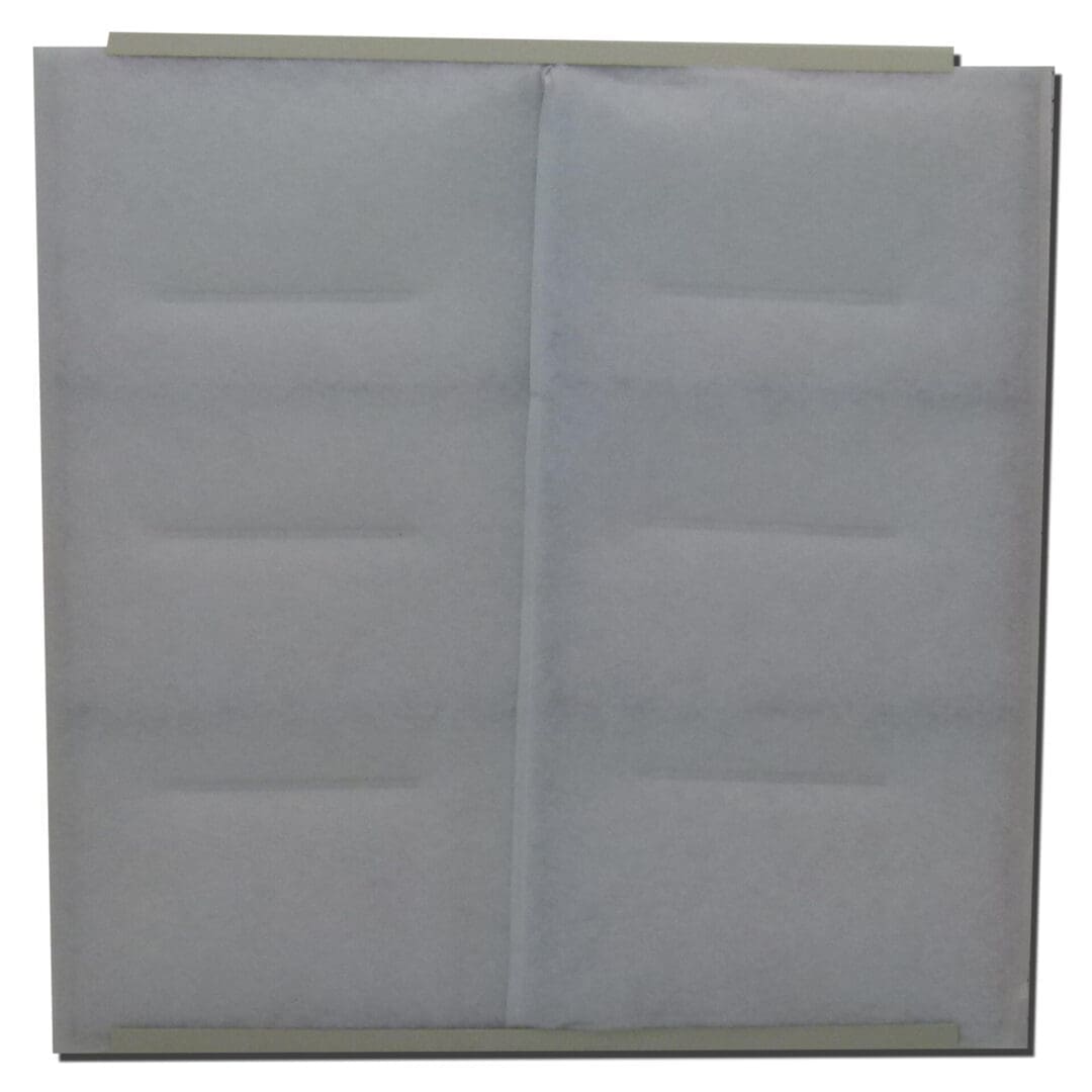 A gray, padded panel with a vertical seam and horizontal indentations, named the Breathe Easy – Diffuser Air Filter.