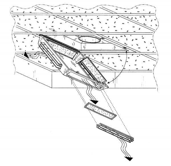 Diagram illustrating installation of the Comfort First Filtered Diffuser in a ceiling, with arrows for airflow and components like a grille and duct attached to the structure.